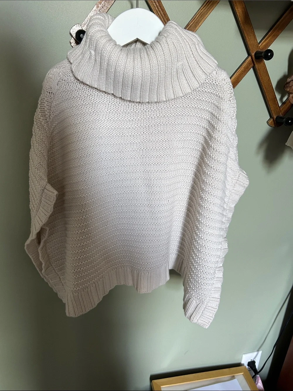 OshKosh B'gosh Cream Cable Turtleneck Poncho Sweater